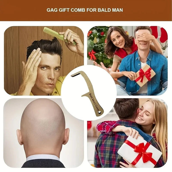 Wooden Prank Bald Hair Comb