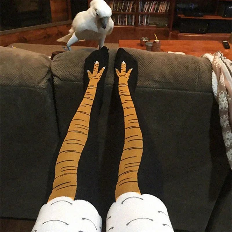 Playful Chicken Thigh High Socks - Trendy Milk