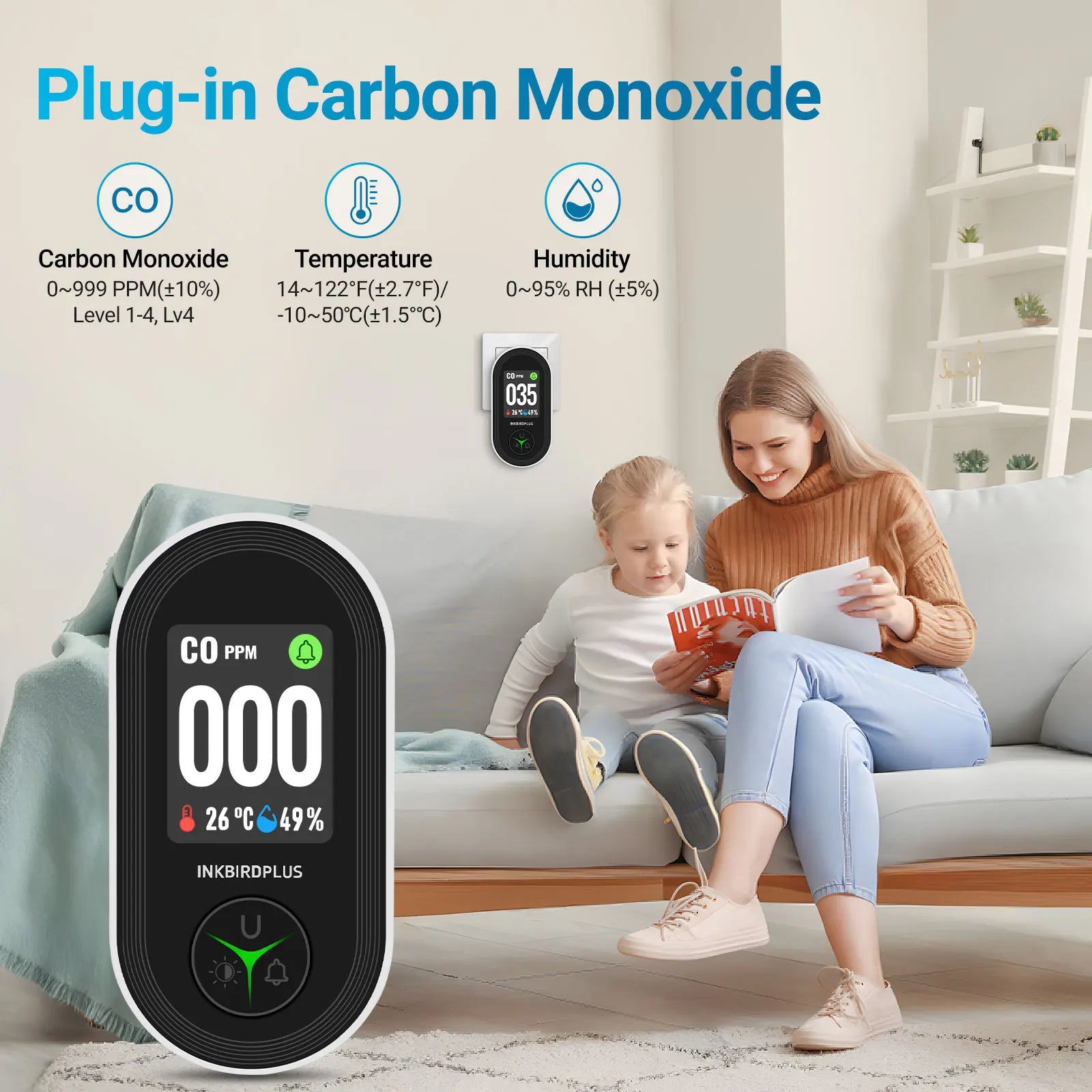 HomeGuard CO Safety Monitor Plug - Trendy Milk