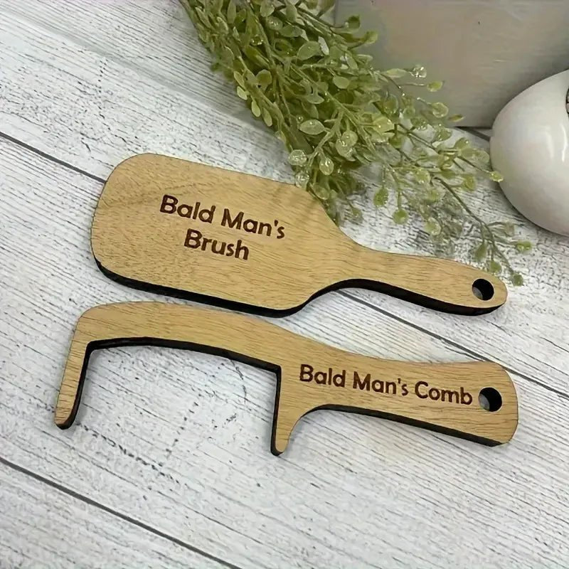 Wooden Prank Bald Hair Comb - Trendy Milk