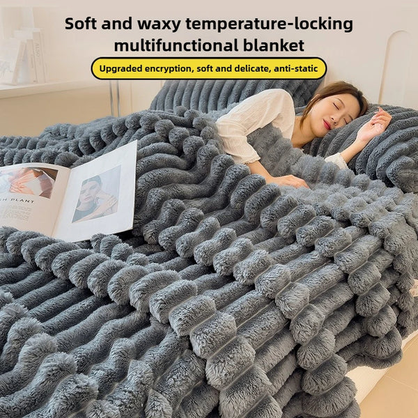 Cozy Thick Striped Flannel Blanket