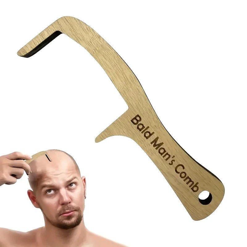 Wooden Prank Bald Hair Comb - Trendy Milk