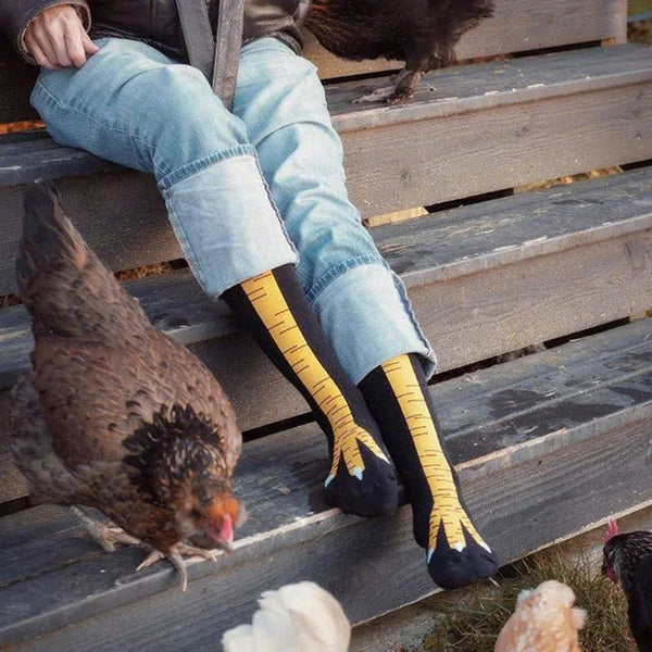 Playful Chicken Thigh High Socks - Trendy Milk