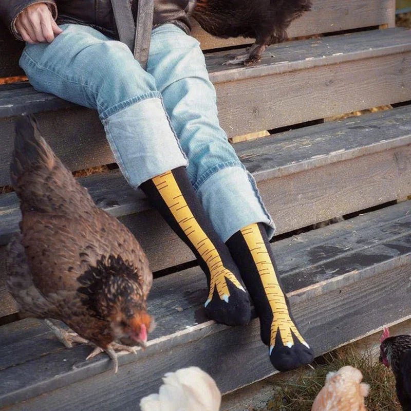 Playful Chicken Thigh High Socks - Trendy Milk